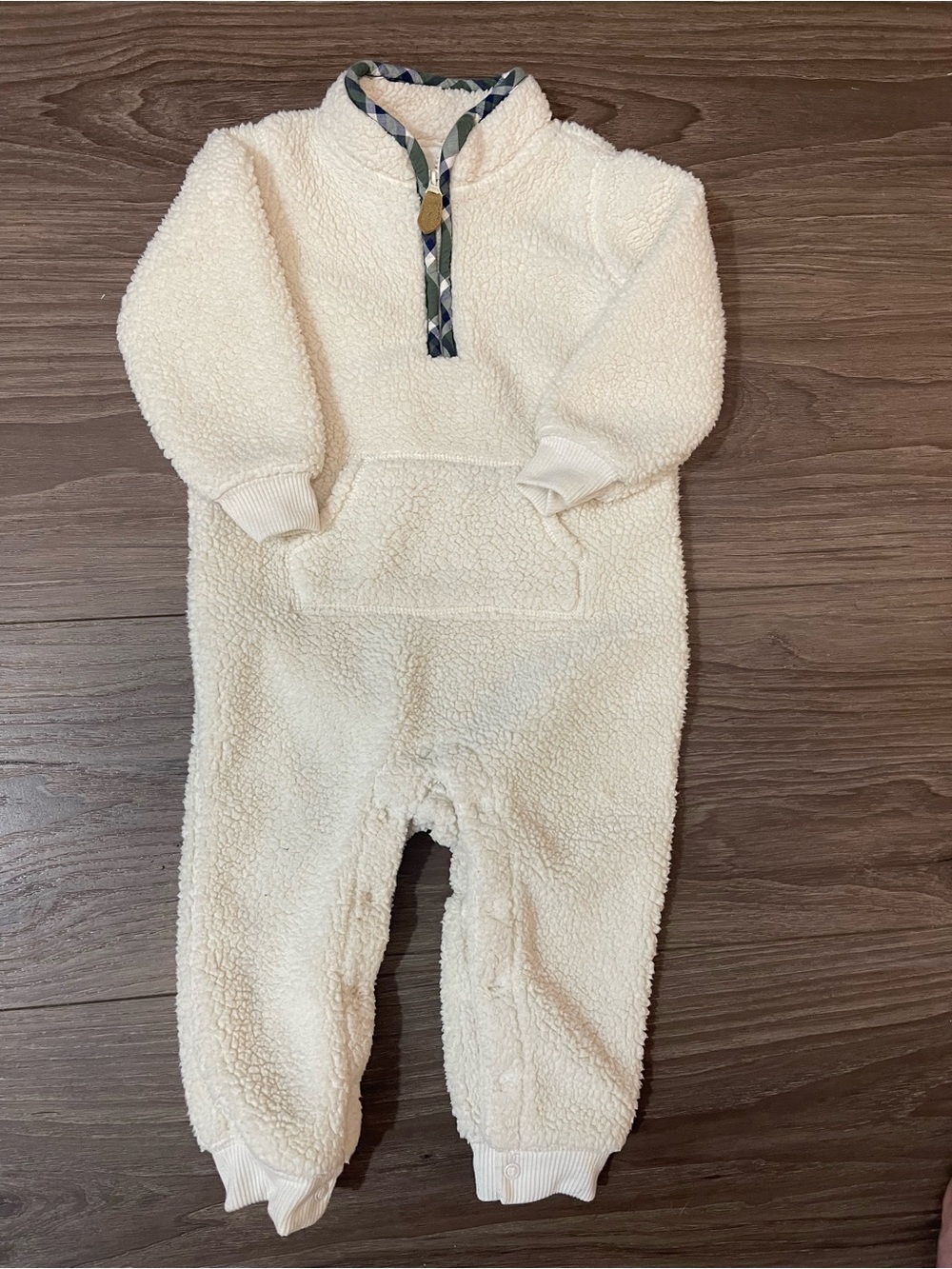 Carter's Cream Sherpa Footed One-Piece with Kangaroo Pocket
